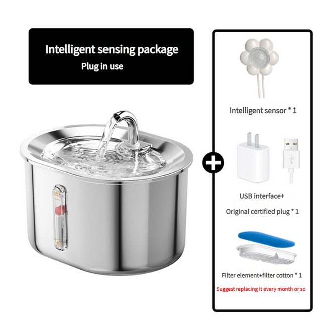 Intelligent Sensing Stainless Steel Pet Water Fountain with Smart Sensor and USB Plug V888-ELOSUNG100029