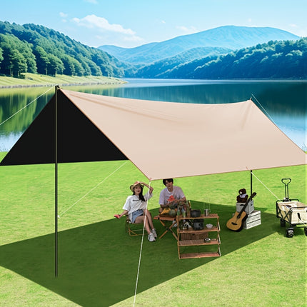 Outdoor camping square sky curtain black glue sky curtain sun and rain protection 500 300cm – shape and profile