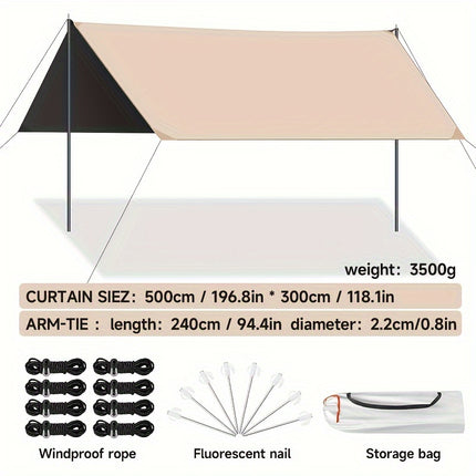Outdoor camping square sky curtain black glue sky curtain sun and rain protection 500 300cm – product features