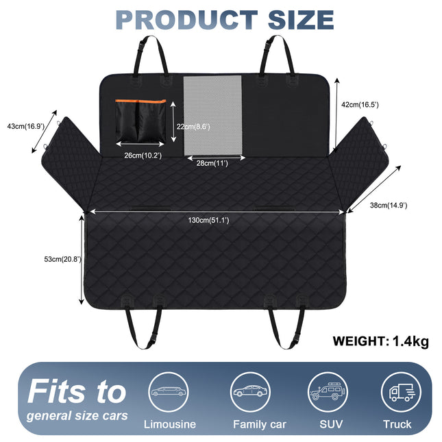 Dog Car Seat Cover Waterproof Pet Seat Cover for Back Seat with Side Flaps Non-Slip Durable Scratchproof – product detail
