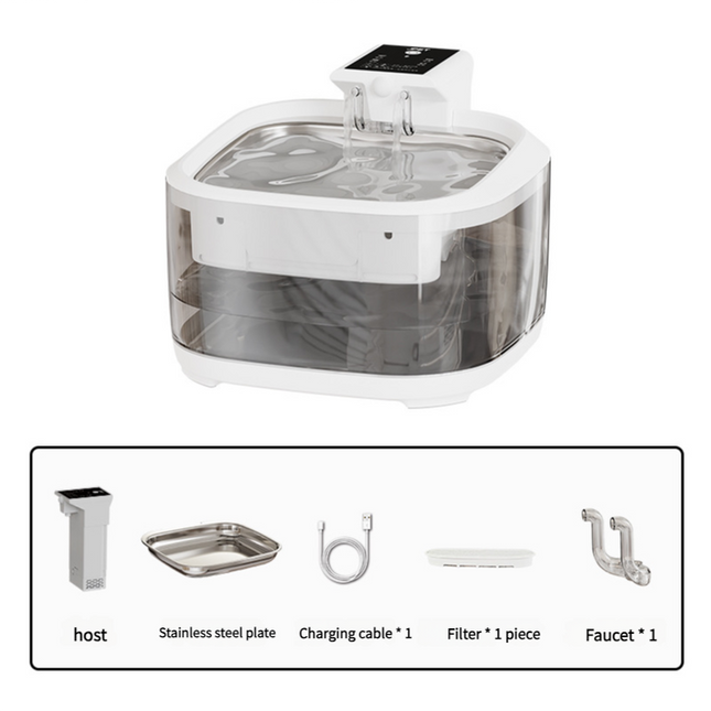 4.5L Dual-Flow Smart Pet Water Fountain with Stainless (White Design)