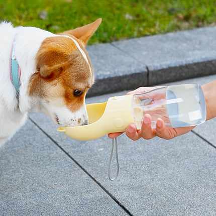 Portable Dog Water Bottle with Bowl Dispenser-380ml Purple Pet Travel Cup Leak-proof One-Hand Operation – shape and profile
