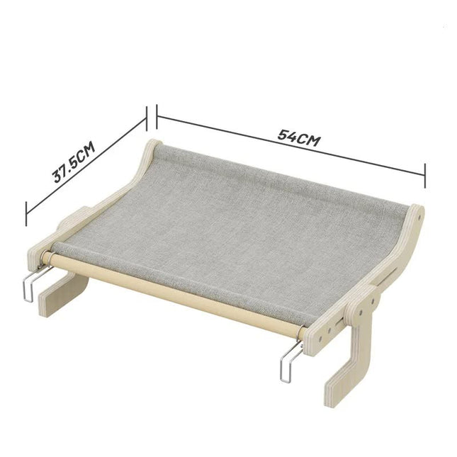 Wall-Mounted Cat Hammock Bed- Wooden Frame Comfortable and Space-Saving Design for Pets V888-ELOSUNG10157