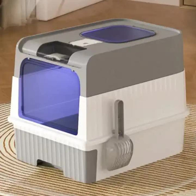 Automatic UV Sterilizing Cat Litter Box -Enclosed Design Odor Control and UV Germicidal Technology