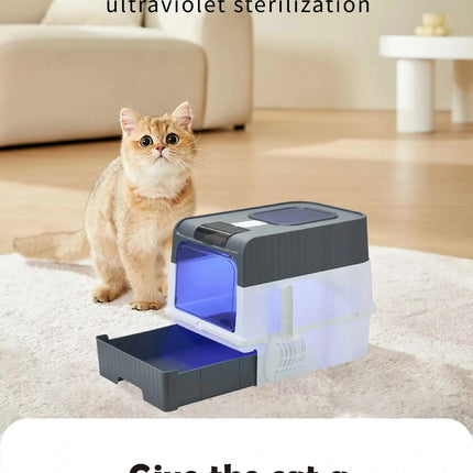 Automatic UV Sterilizing Cat Litter Box -Enclosed Design, Odor Control, and UV Germicidal Technology