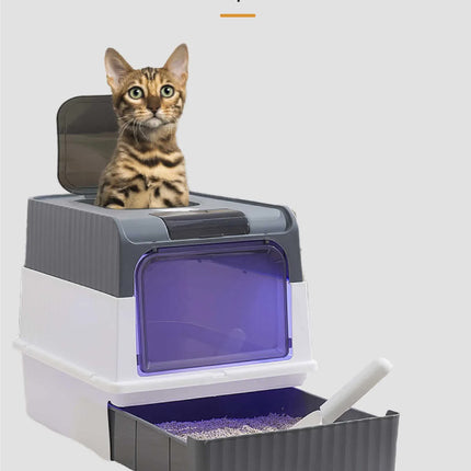 Automatic UV Sterilizing Cat Litter Box -Enclosed Design, Odor Control, and UV Germicidal Technology