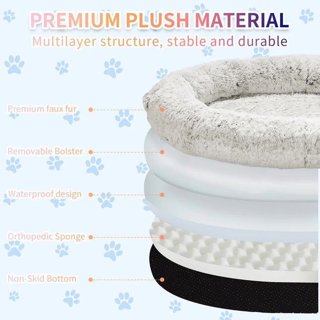 Fluffy Donut-Shaped Pet Bed- Soft Cozy and Anti-Anxiety for Dogs and Cats Machine Washable Gradient Coffee – product detail