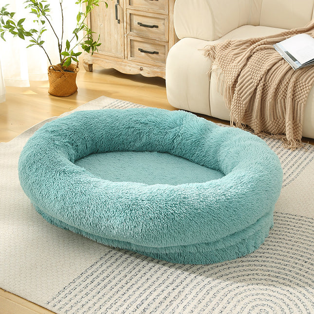 Fluffy Donut-Shaped Pet Bed- Soft Cozy and Anti-Anxiety for Dogs and Cats Machine Washable Emerald Green