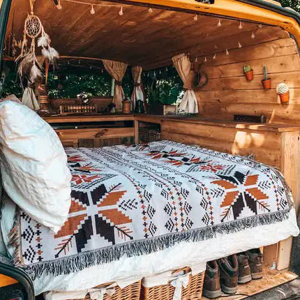 2pcs pack set 90*180cm Bohemian Picnic Blanket, Waterproof Camping Blanket, Outdoor Rug for Camping, Picnic, Beach