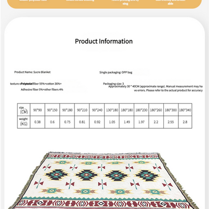 180*340cm Bohemian Picnic Blanket, Waterproof Camping Blanket, Outdoor Rug for Camping, Picnic, Beach