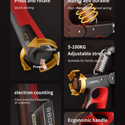 Hand Grip Strength Trainer (3 Colors, Adjustable Resistance)