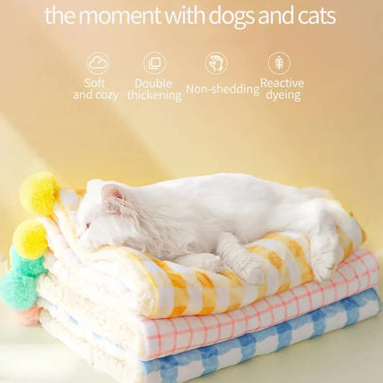 Multi-Use Pet Blanket -Soft Cushion, Blanket, and Pillow for Cats and Small Dogs, Yellow XL100*78CM