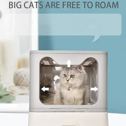 Foldable Cat Litter Box with Pull-Out Tray -Easy Cleaning and Anti-Splash Design Blue 51*41*38cm