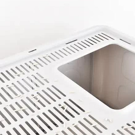 Foldable Cat Litter Box with Pull-Out Tray -Easy Cleaning and Anti-Splash Design Grey 51*41*38cm