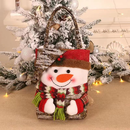 3 PCS Christmas Gift Bags- Santa, Snowman, and Reindeer Design for Holiday Treats and Presents