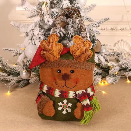 3 PCS Christmas Gift Bags- Santa, Snowman, and Reindeer Design for Holiday Treats and Presents