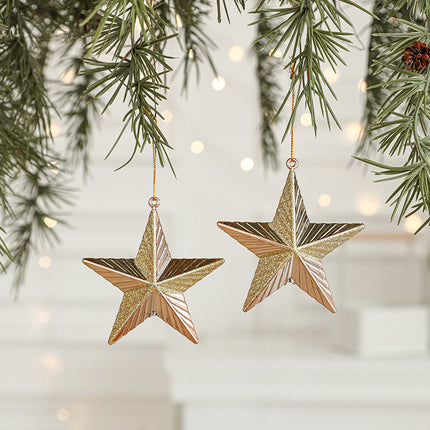 Set of 10 Christmas Ornaments -Gold & Rose Gold Holiday Tree Decorations