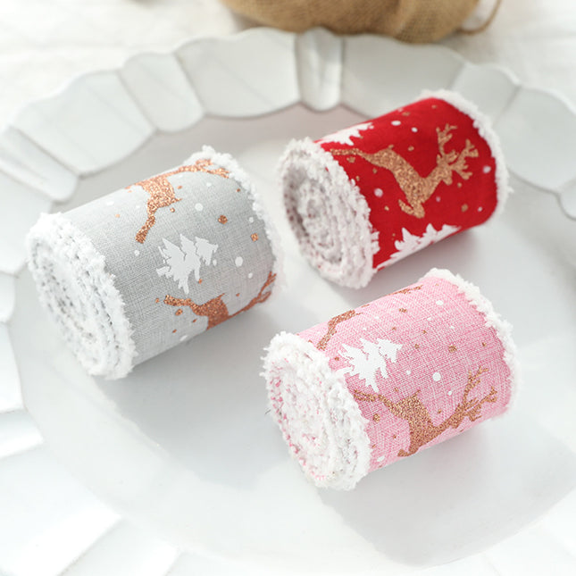 Christmas-Themed Decorative Wired Ribbon (Two Set, 6 Pieces in Total)