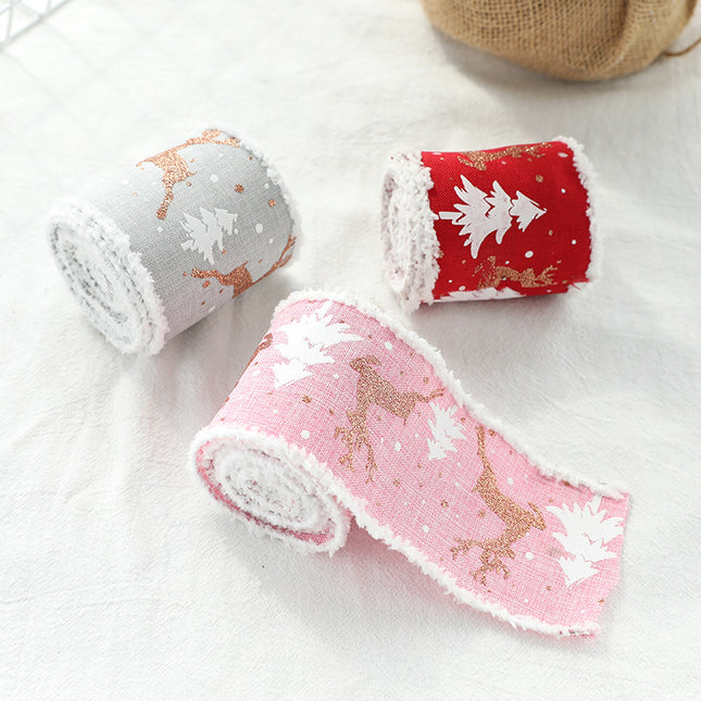 Christmas-Themed Decorative Wired Ribbon (Two Set, 6 Pieces in Total)