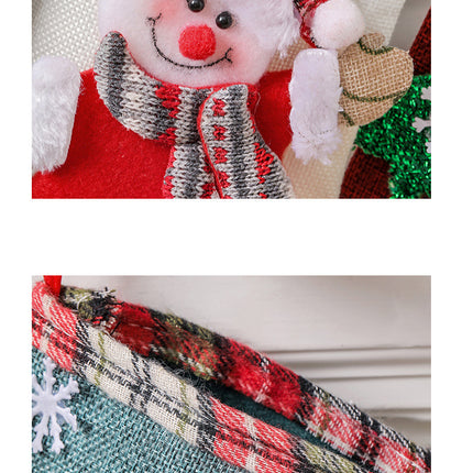 Set of 4 Christmas Stockings with Santa, Reindeer, Snowman, and Teddy Bear - Holiday Mantel Decor