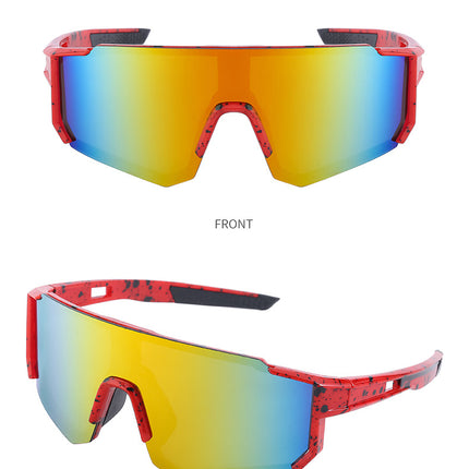 Red and Black Frame Sports Sunglasses with Fire Mirrored Lens | UV400 Performance Eyewear
