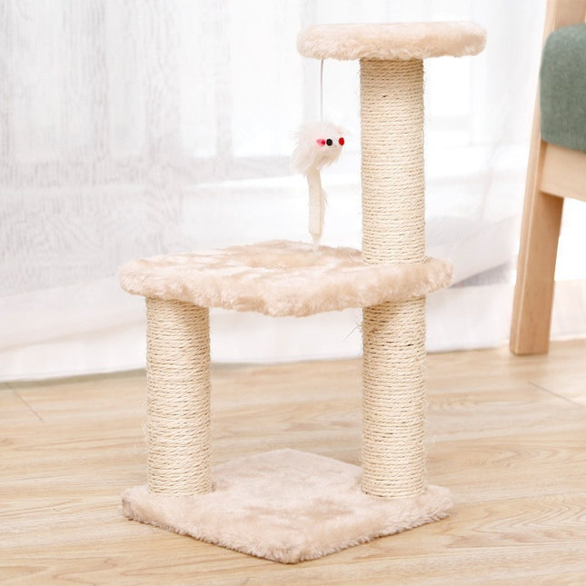 Cat Tree with Two Platforms Scratching Posts and Hanging Mouse Toy 40 15 20cm V888-ELOSUNG10676