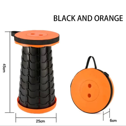 Portable Collapsible Telescopic Stool - Foldable, Lightweight, Adjustable, and Compact Camping Chair (Orange-black)