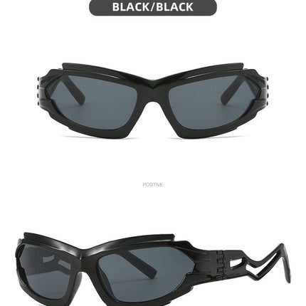 Futuristic Sports Wrap Man Sunglasses - Bold Black Frames with UV Protection