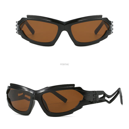 Futuristic Sports Wrap Man Sunglasses - Bold Brown Frames with UV Protection