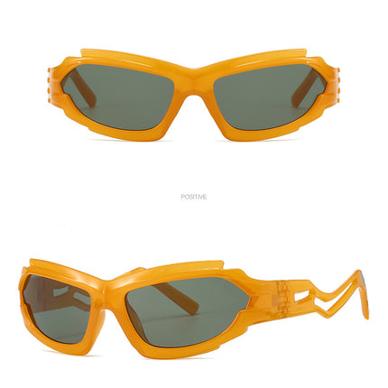 Futuristic Sports Wrap Man Sunglasses - Bold Orange Frames with UV Protection