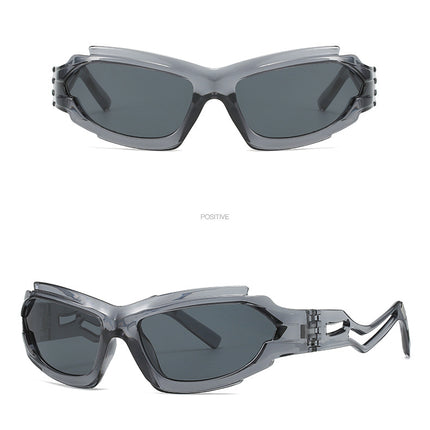 Futuristic Sports Wrap Man Sunglasses - Bold Gray Frames with UV Protection