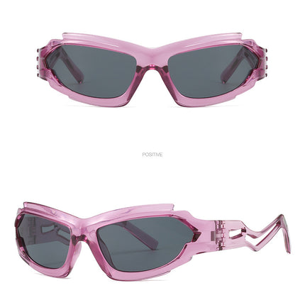 Futuristic Sports Wrap Man Sunglasses - Bold Purple Frames with UV Protection