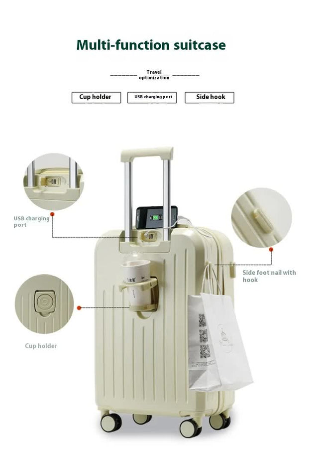 Smart Carry-On Luggage with Cup Holder & USB Charging Port – product detail