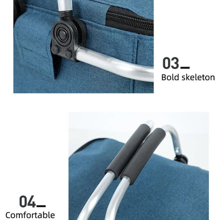 Insulated Picnic Basket with Aluminum Frame - Portable Collapsible Cooler Bag 18L 40*20*23cm(Gray)