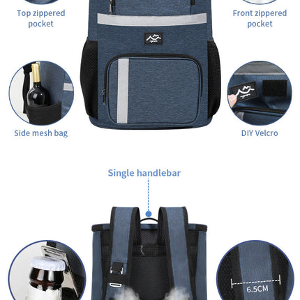 Insulated Cooler Backpack - Portable Outdoor Picnic and Beverage Bag with Bottle Opener (Navy blue)
