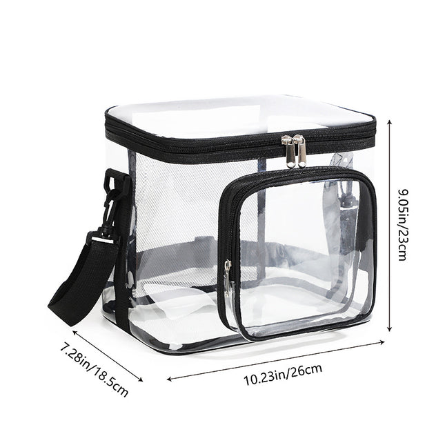 Clear PVC Shoulder Bag - Transparent Travel (Black)