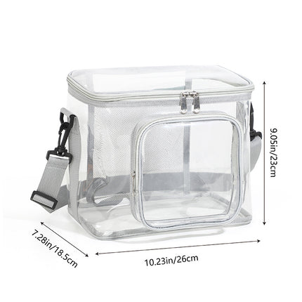 Clear PVC Transparent Shoulder Bag Travel and Stadium Approved Tote with Zipper Gray