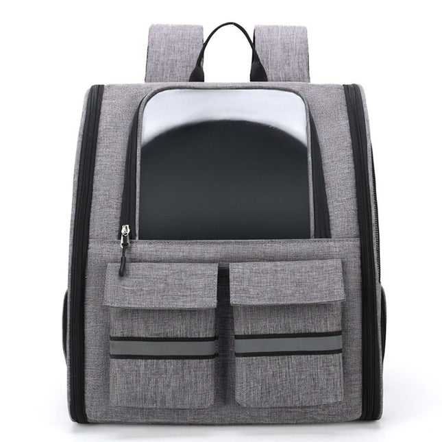 Grey Collapsible Pet Carrier Backpack with Trolley Sleeve V888-ELOSUNG10814