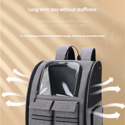 Grey Collapsible Pet Carrier Backpack with Trolley Sleeve