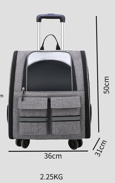 Blue 3-in-1 Pet Carrier Rolling Backpack with Collapsible Design – product detail