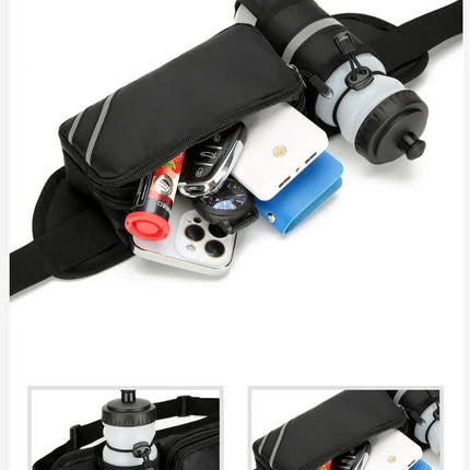 Water-Resistant Running Waist Pack with Bottle Holder - Adjustable Fitness Belt for Men