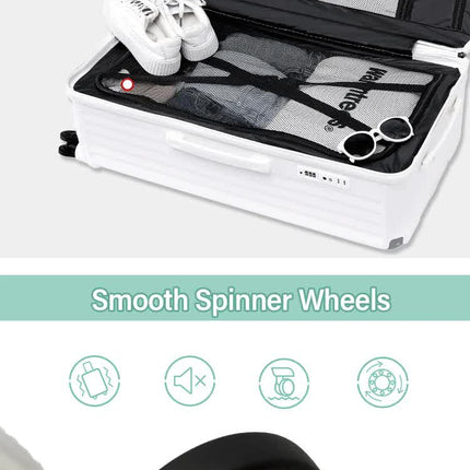 Smart Hard-Shell Luggage with USB Charging Port & Cup Holder - 20"Spinner Suitcase in Back