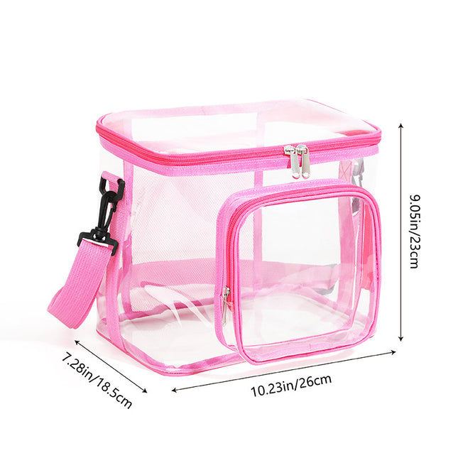 Clear PVC Shoulder Bag - Transparent Travel (Pink)