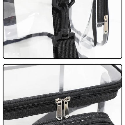 Clear PVC Shoulder Bag - Transparent Travel and Stadium-Approved Tote with Zipper(Pink)