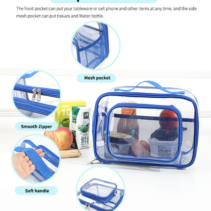 Clear PVC Tote Bag with Handle - Transparent Stadium-Approved Travel Organizer(Blue)