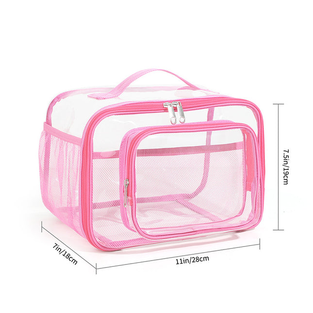Clear PVC Tote Bag with Handle (Pink)