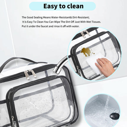 Clear PVC Tote Bag with Handle - Transparent Stadium-Approved Travel Organizer(Pink)