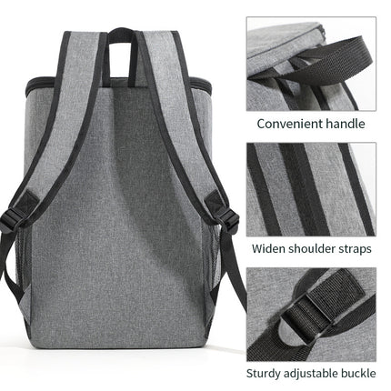 Insulated Cooler Backpack- Stylish Portable Fresh-keeping Picnic Outdoor Backpack and Travel Bag 18L (Black)