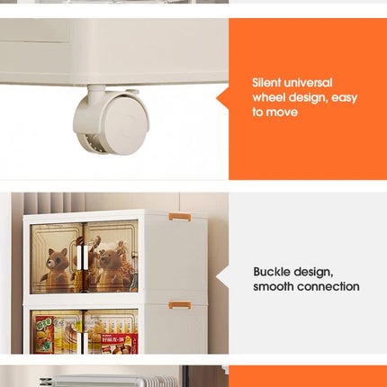 Stackable Storage Boxes with Transparent Doors - Modular Organizer for Home & Pantry 55*32*31cm (1 layer )