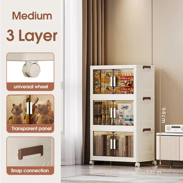 Stackable Storage Boxes with Transparent Doors